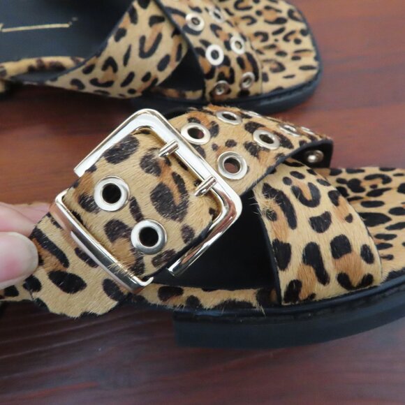 NIB Intentionally Blank Clipz Cowhide Leopard Print Sandals Size 5 - Picture 6 of 7